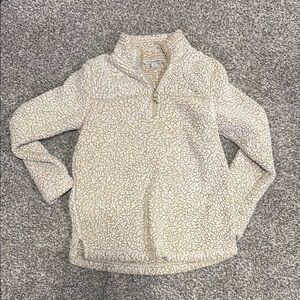 Cream Quarter-Zip Sherpa Fleece Teddy Pullover
